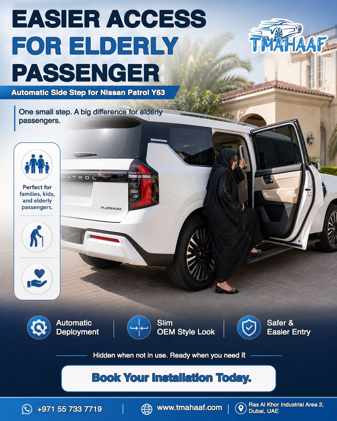 Nissan Patrol Y63 automatic electric side step installed in Dubai