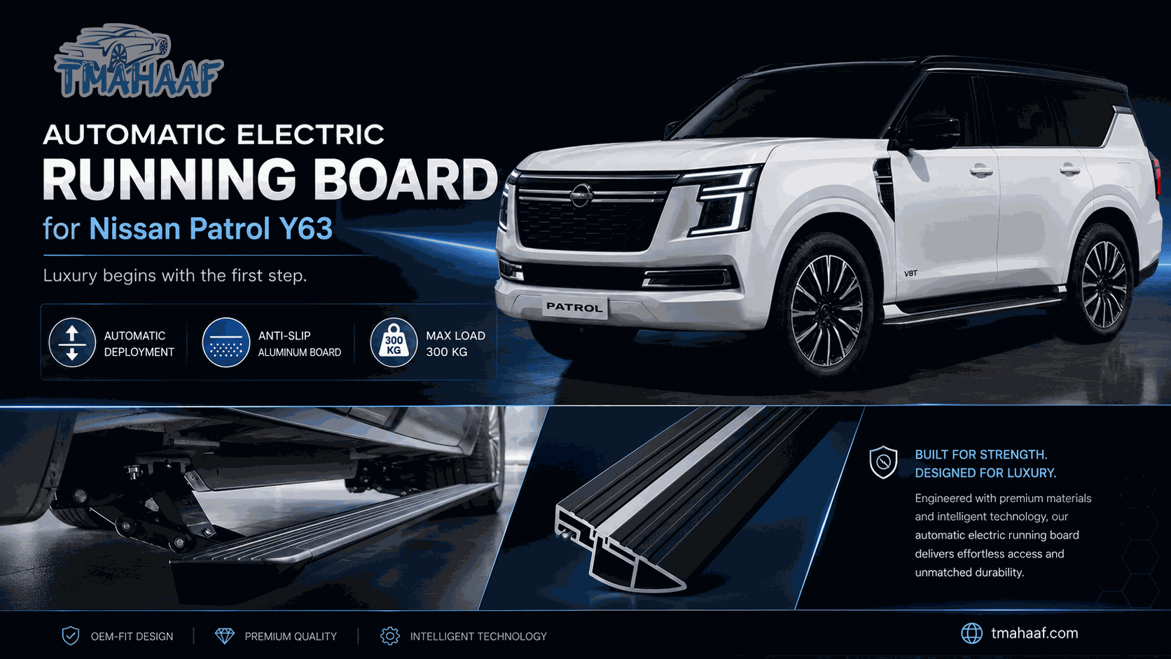 Nissan Patrol Y63 automatic electric running board by TMAHAAF Dubai