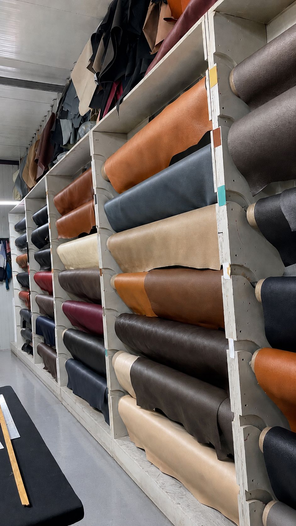 Automotive leather rolls in multiple colours for custom car upholstery in Dubai