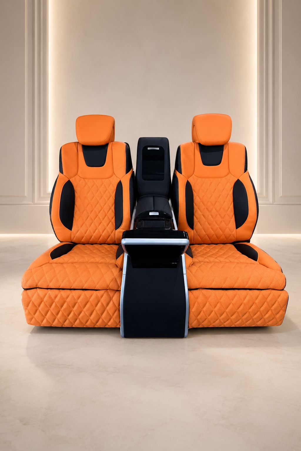 Luxury reclining car seat with premium leather upholstery