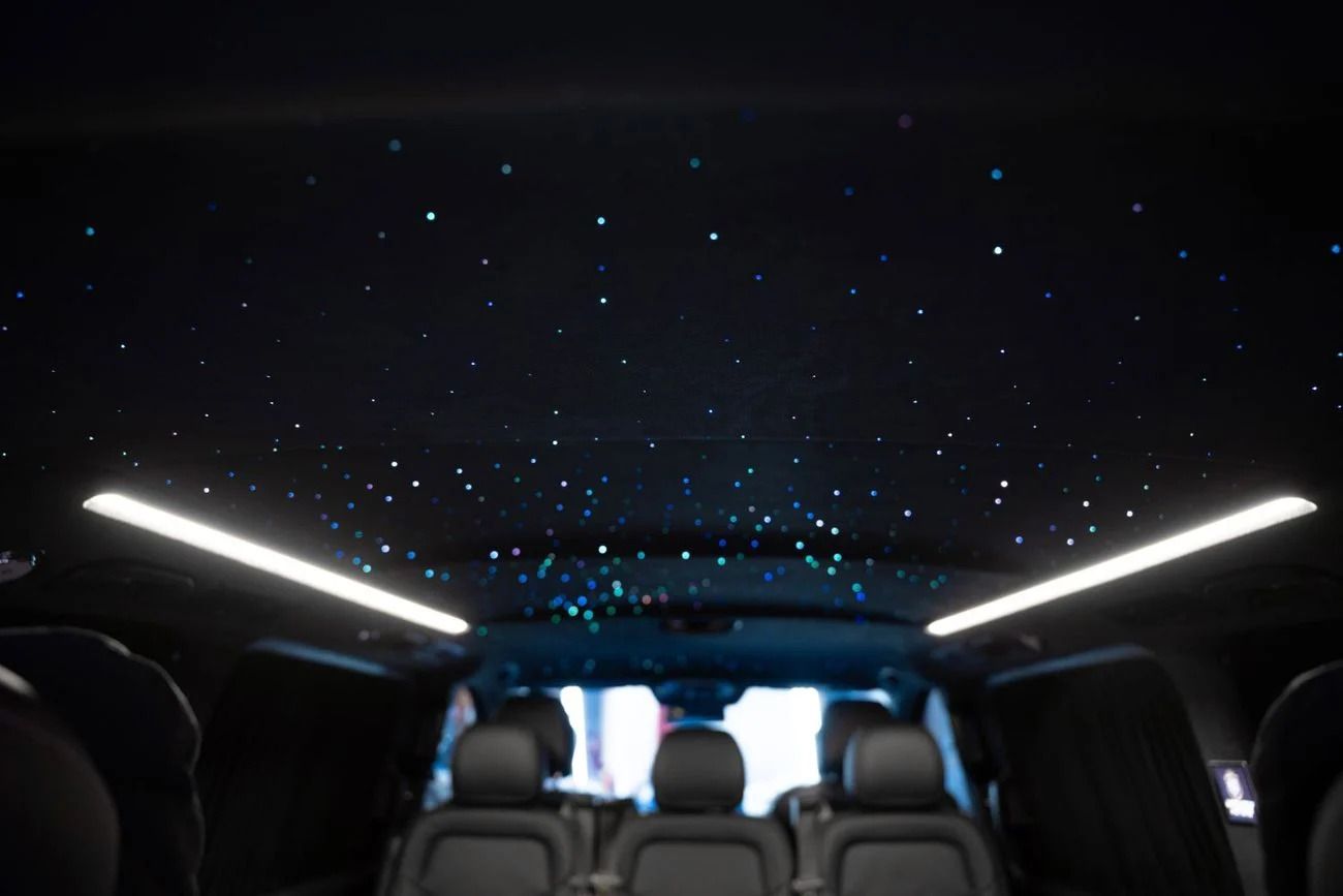 Detailed custom Mercedes V-Class cabin interior at TMAHAAF in Dubai