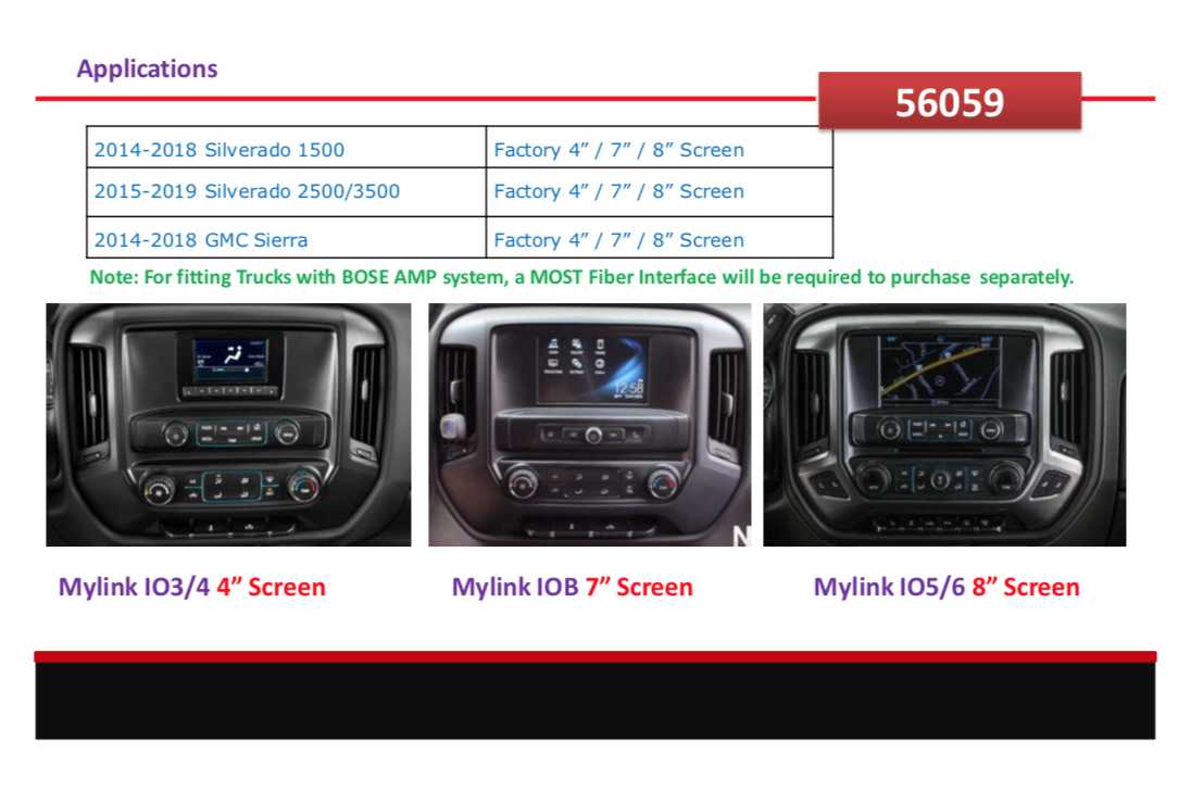 56059 12.1" AND NAVIGATION FOR GMC SIERRA CHEVROLET SILVERADO 2014-18